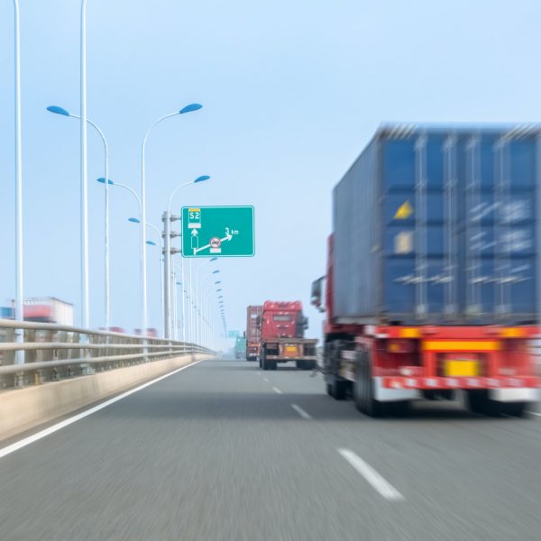 container trucks on bay bridge